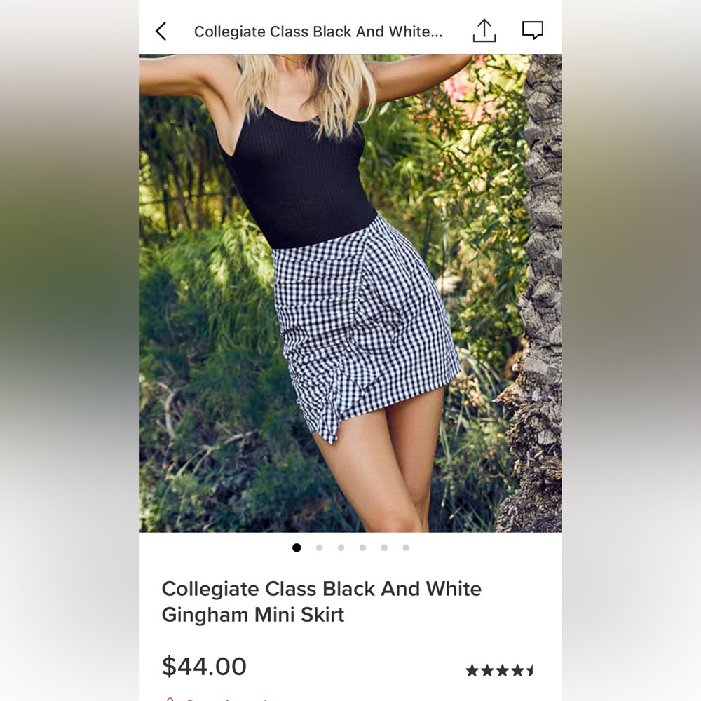 Gingham black and white miniskirt